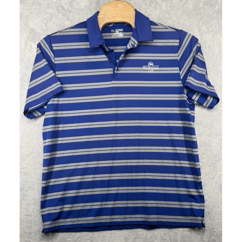 Under Armour Polo Shirt Blue Striped The Peninsula Club Cornelius Mens Size‎ 2XL